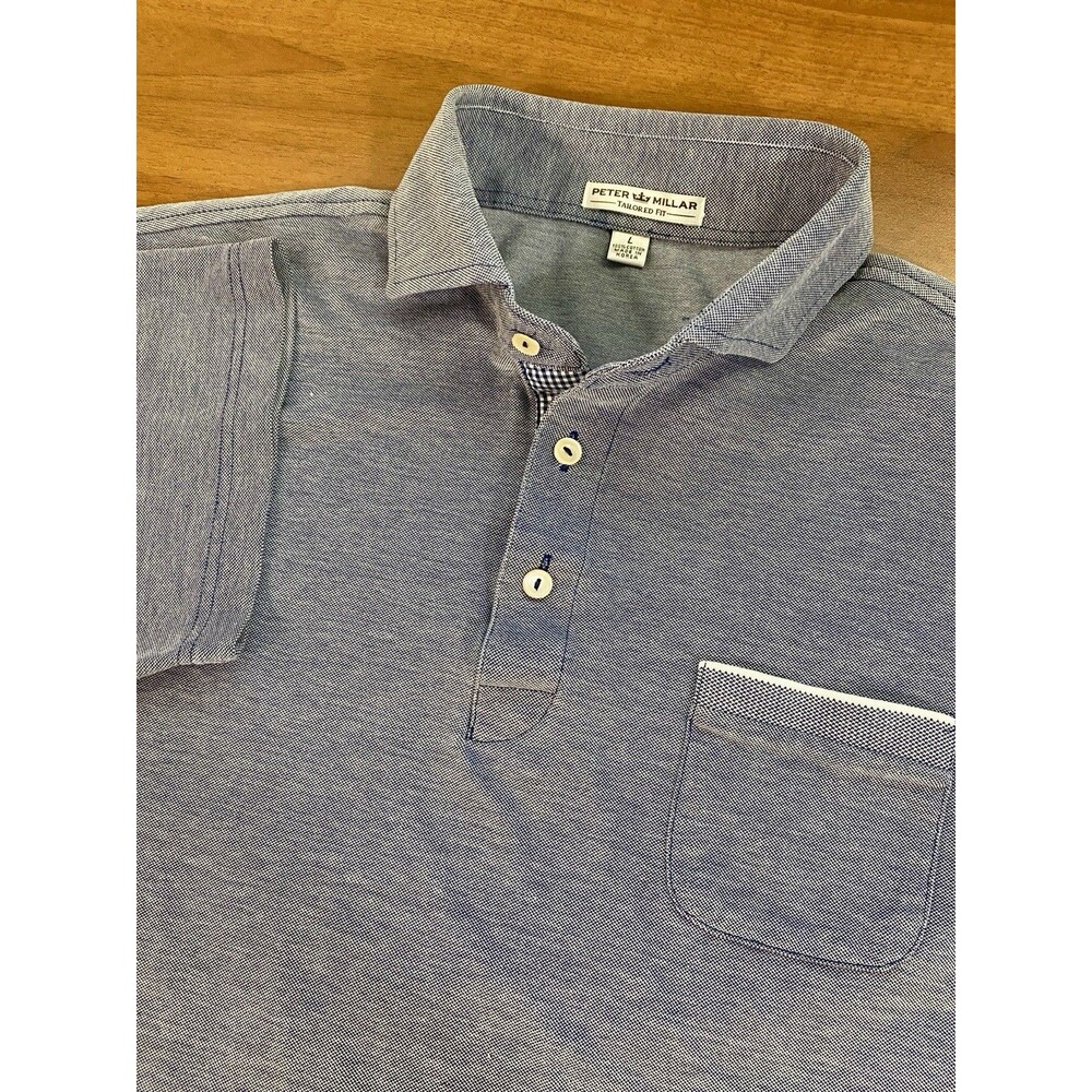 Peter Millar Mens Large Crown Crafted Performance Tailored Fit Golf Polo